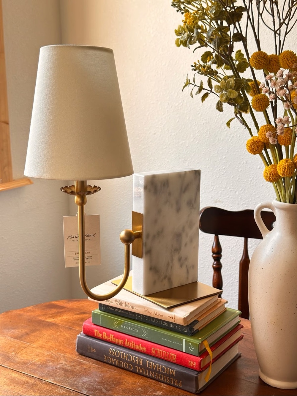 Viral, sold-out Hearth & Hand by Magnolia Marble Bookshelf Light - Picture 3 of 6